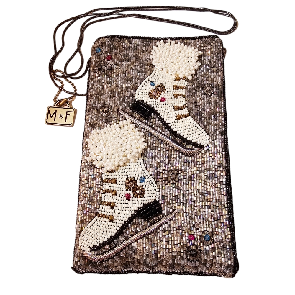 Mary Frances Ice Skate Beaded Phone Crossbody Bag